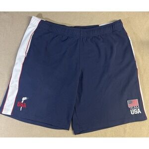 Team USA Apparel Mens‎ L Navy Blue Shorts Pockets w/ 2 Embroidered USA Logos